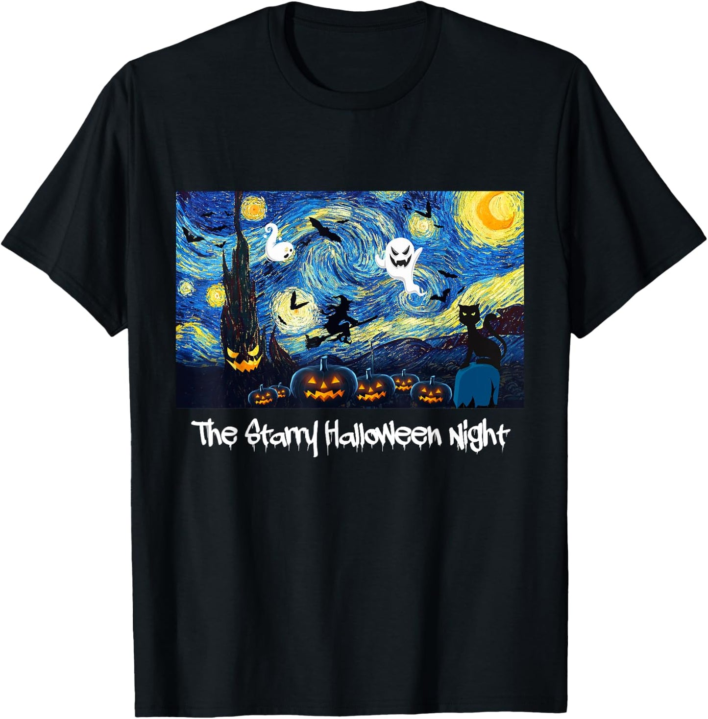 Cool Sarcastic Vincent Van Gogh The Starry Halloween Night T-Shirt - T-Shirt | Black