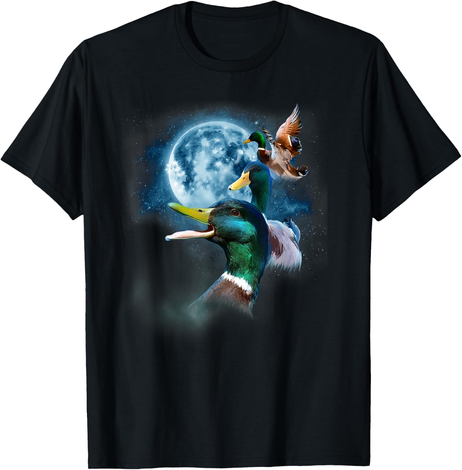Funny Mallard Duck Shirt - Howling at The Moon Duck T-Shirt - T-Shirt | Black
