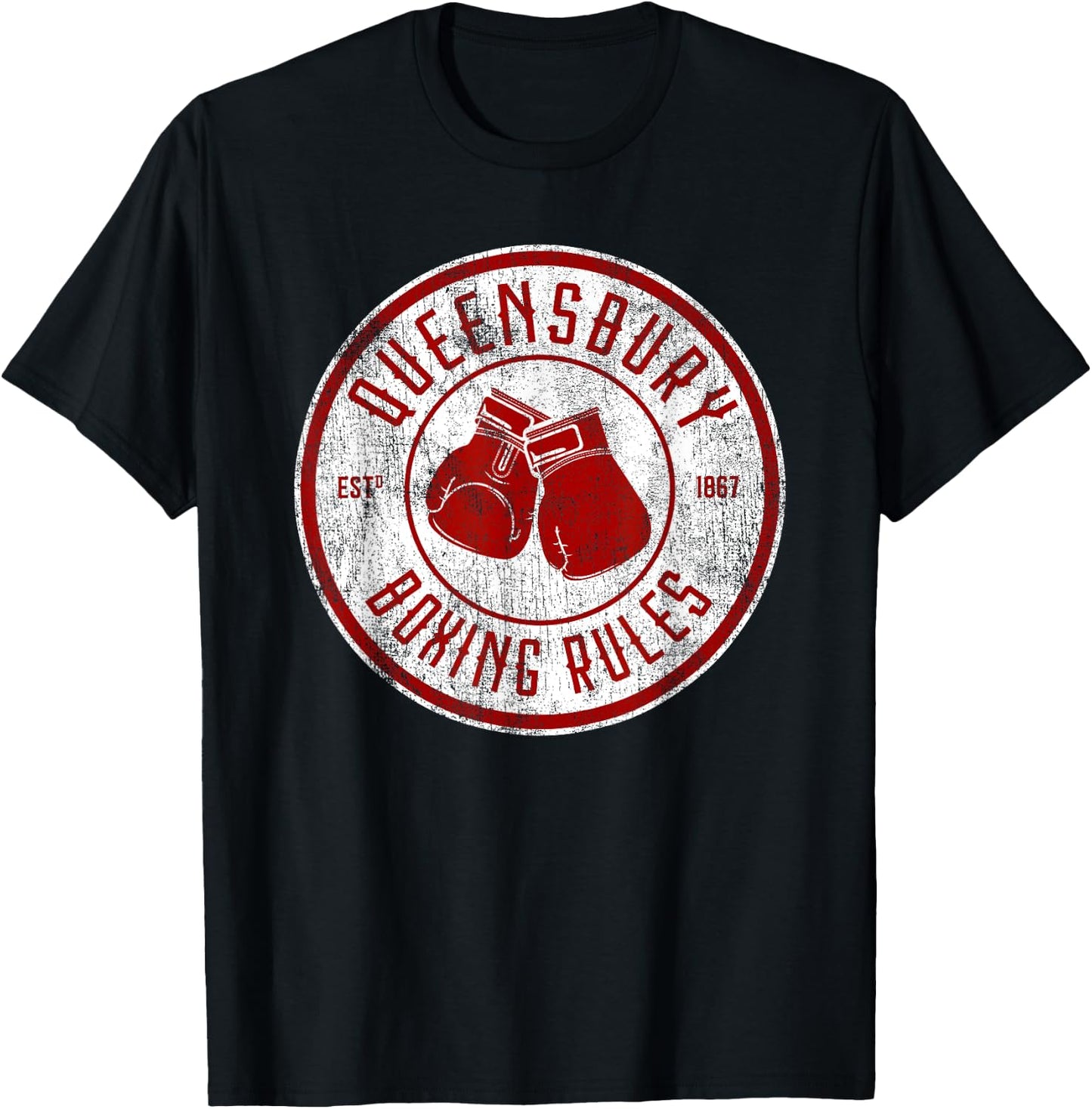 Distressed Queensbury Boxing Rules - Vintage Boxing T-Shirt - T-Shirt | Black
