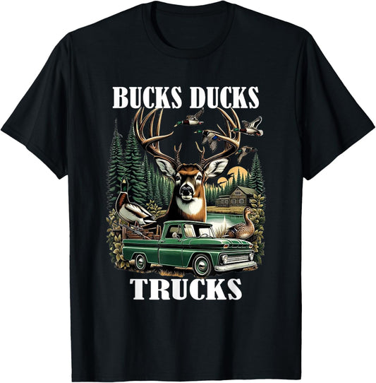 Ducks Bucks Trucks Hunter T-Shirt - T-Shirt | Black