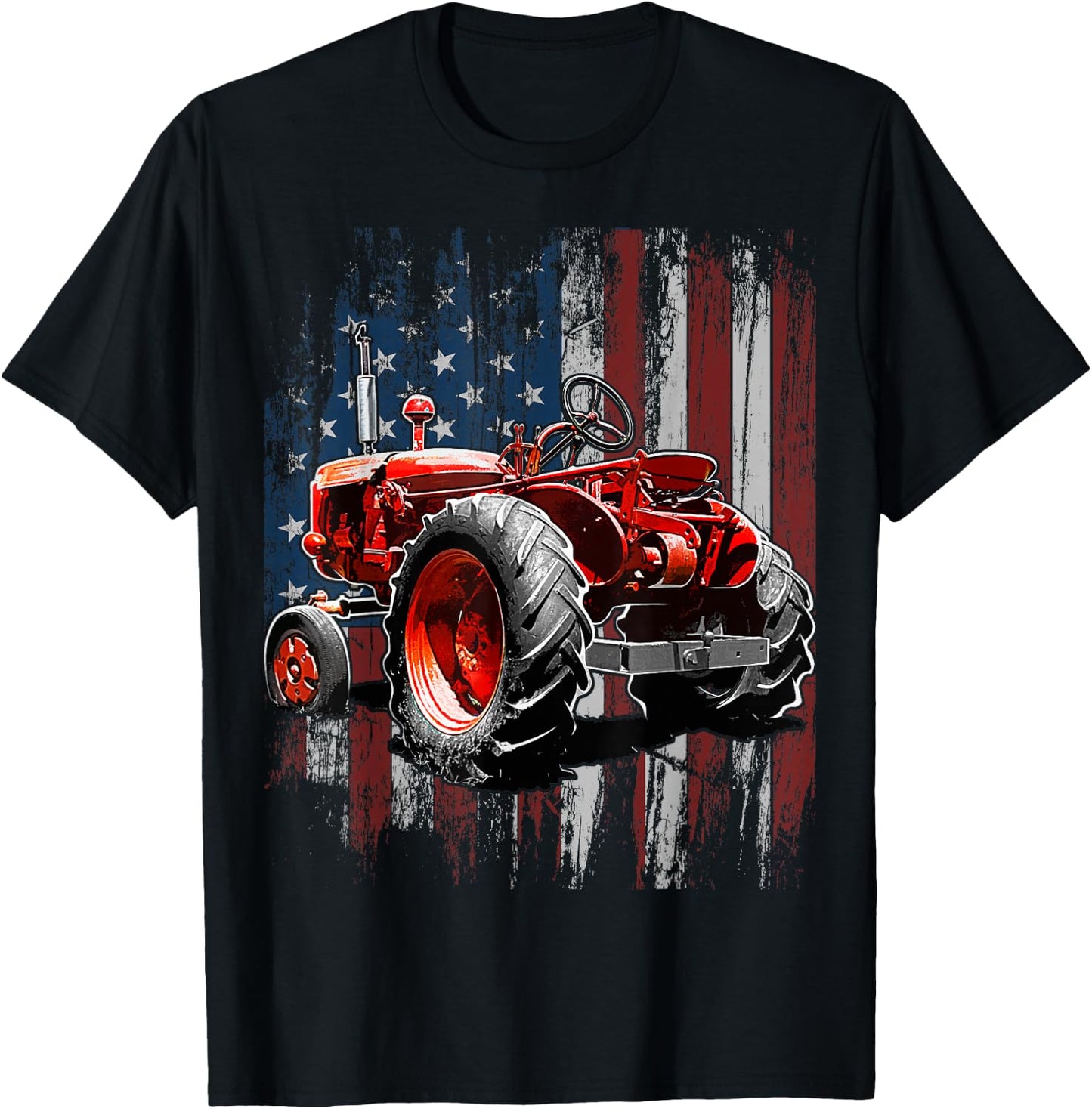 Patriotic Tractor American Flag Tractor Farmer Farm Gift Men Small T-Shirt - T-Shirt | Black