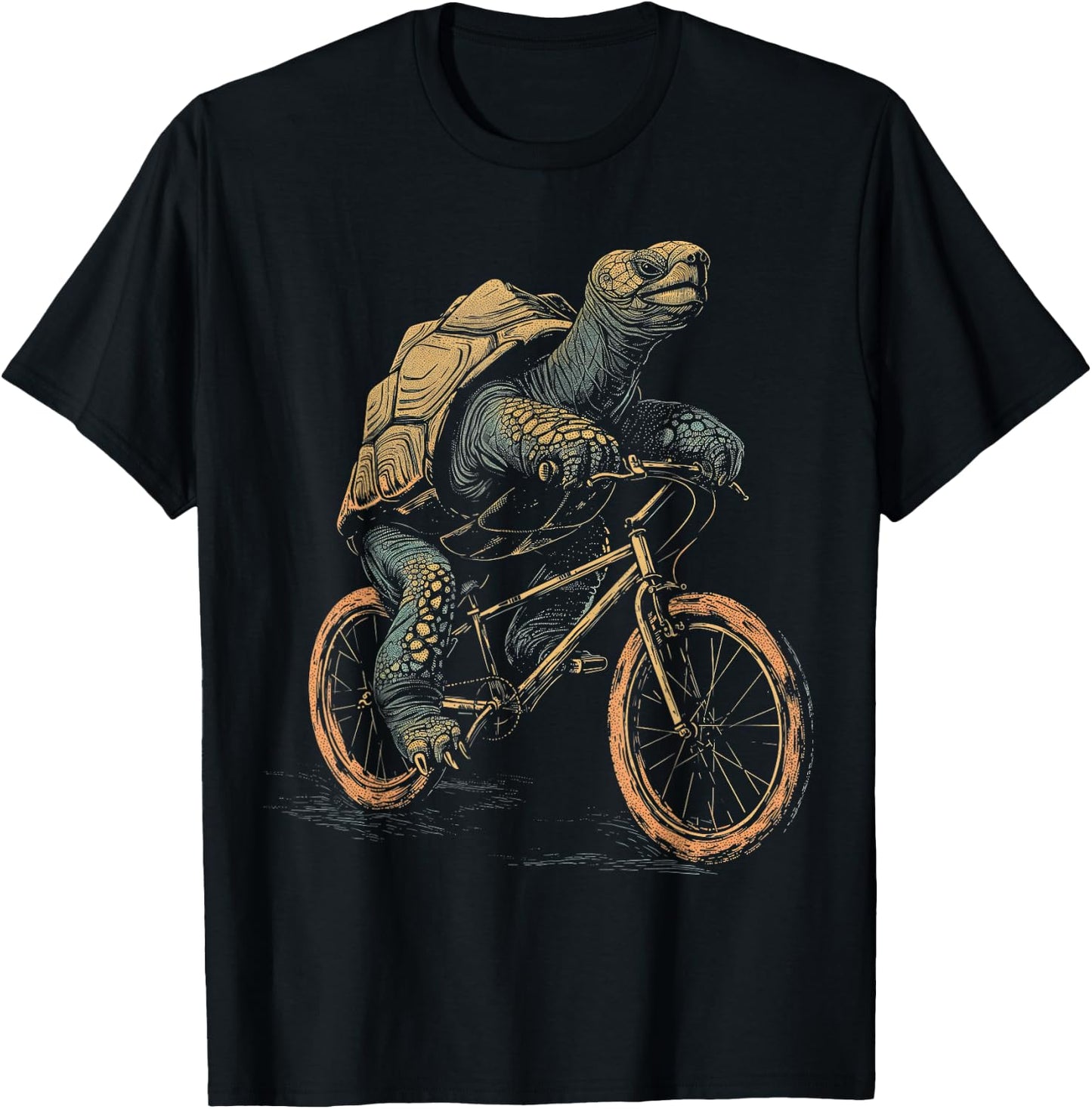 Cycling Aldabra Giant Tortoise Riding MTB Bike TEEMONGOUS T-Shirt - T-Shirt | Black