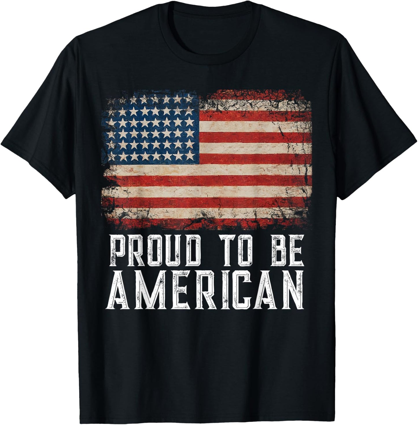 Patriotic USA Flag Proud to Be American Citizen Veteran T-Shirt - T-Shirt | Black