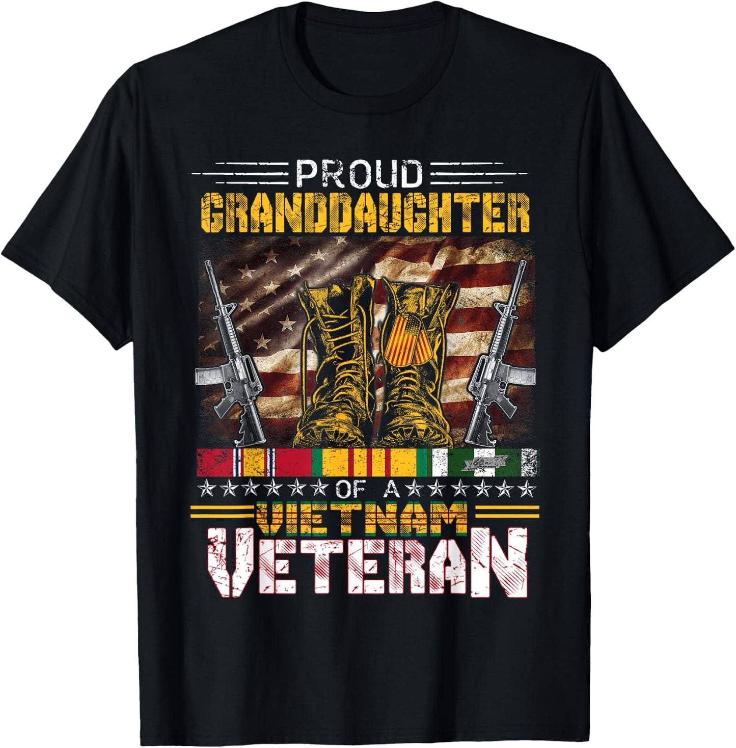 Proud Granddaughter Of A Vietnam Veteran Shirt | Vietnam Vet T-Shirt - T-Shirt | Black
