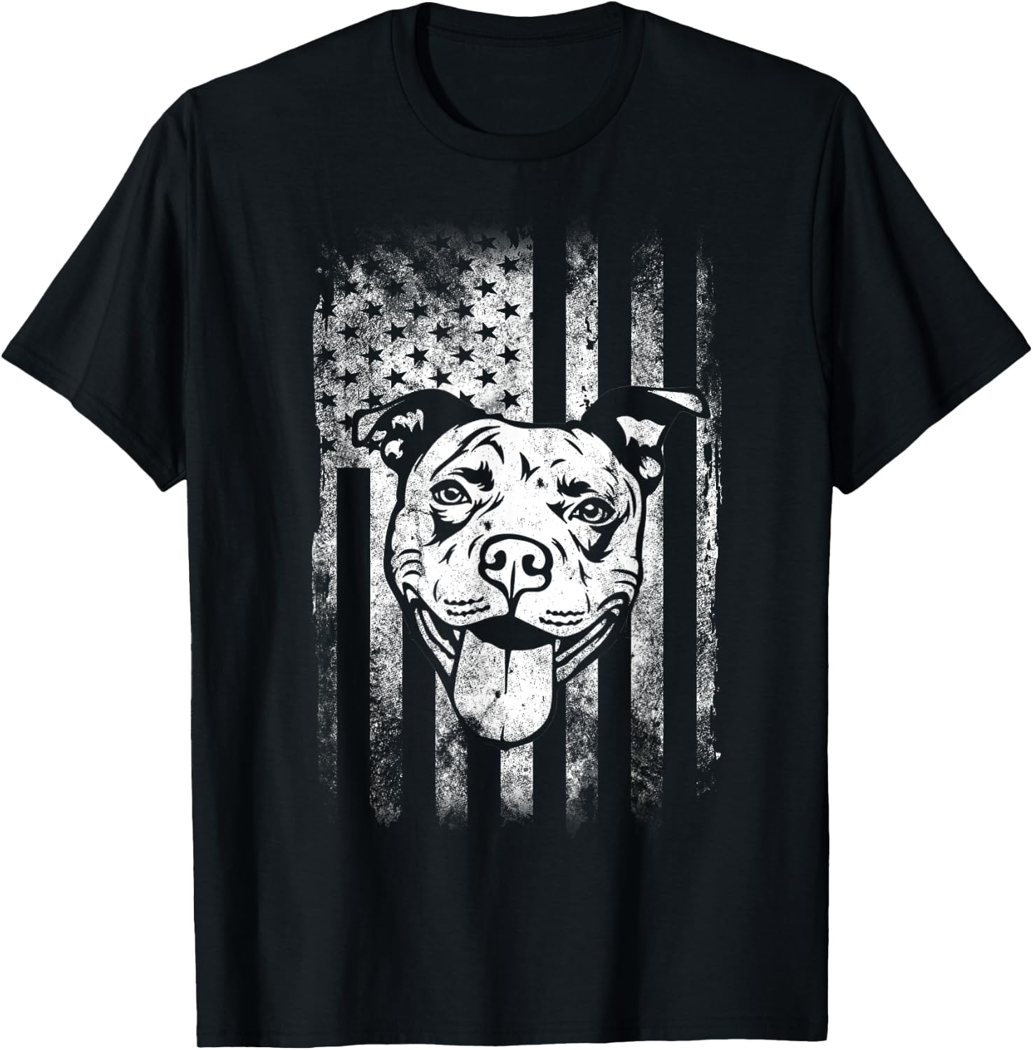 Patriotic Pitbull American Flag Dog Lover Men T-Shirt - T-Shirt | Black