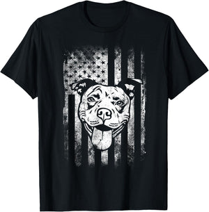 Patriotic Pitbull American Flag Dog Lover Men T-Shirt - T-Shirt | Black