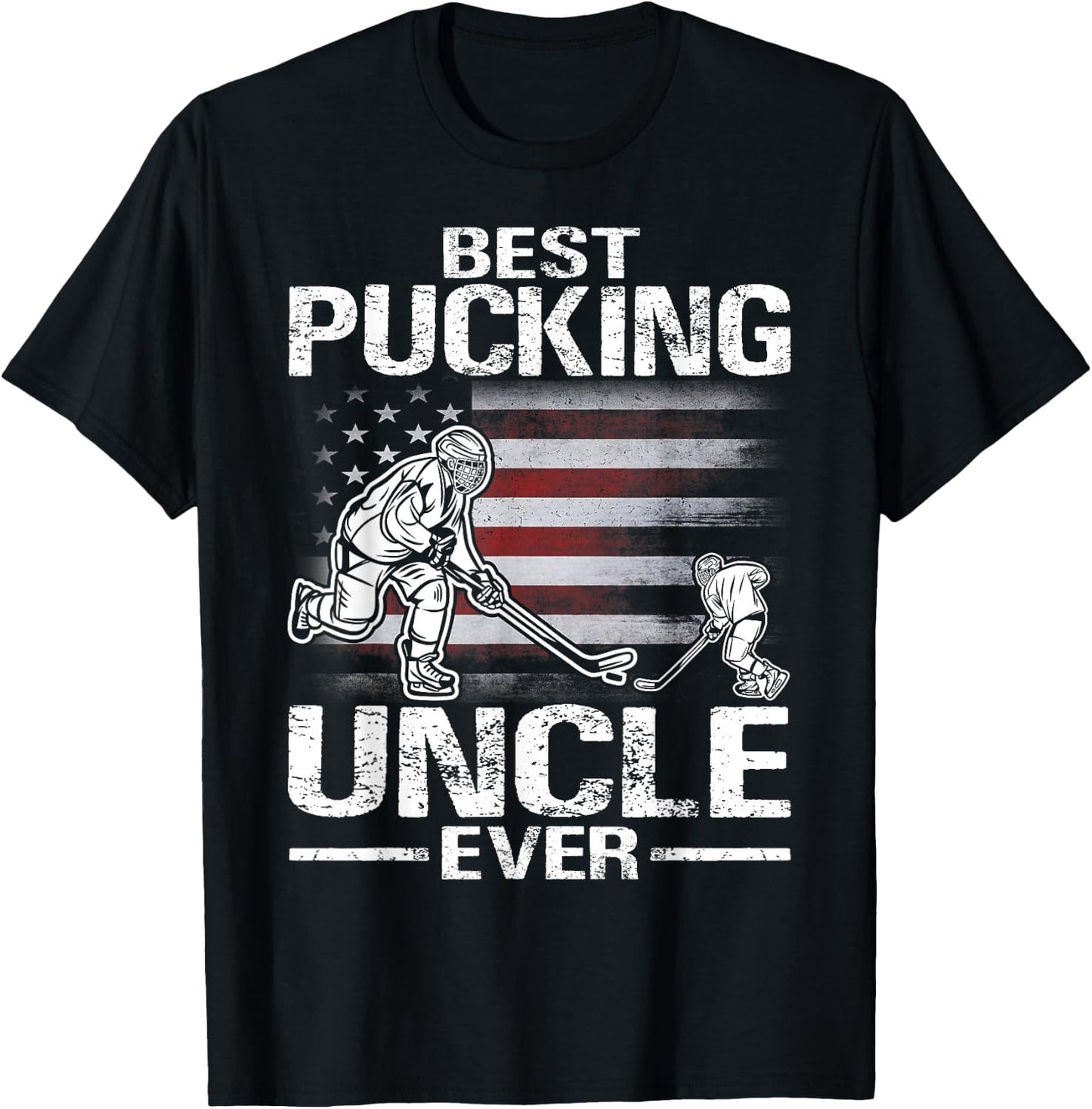 Best Pucking Uncle Ever Hockey Father's Day Gift T-Shirt - T-Shirt | Black