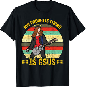 My Favorite Chord Is Gsus Jesus Church Faith Guitar T-Shirt - T-Shirt | Black