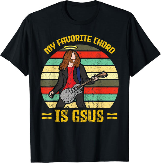 My Favorite Chord Is Gsus Jesus Church Faith Guitar T-Shirt - T-Shirt | Black