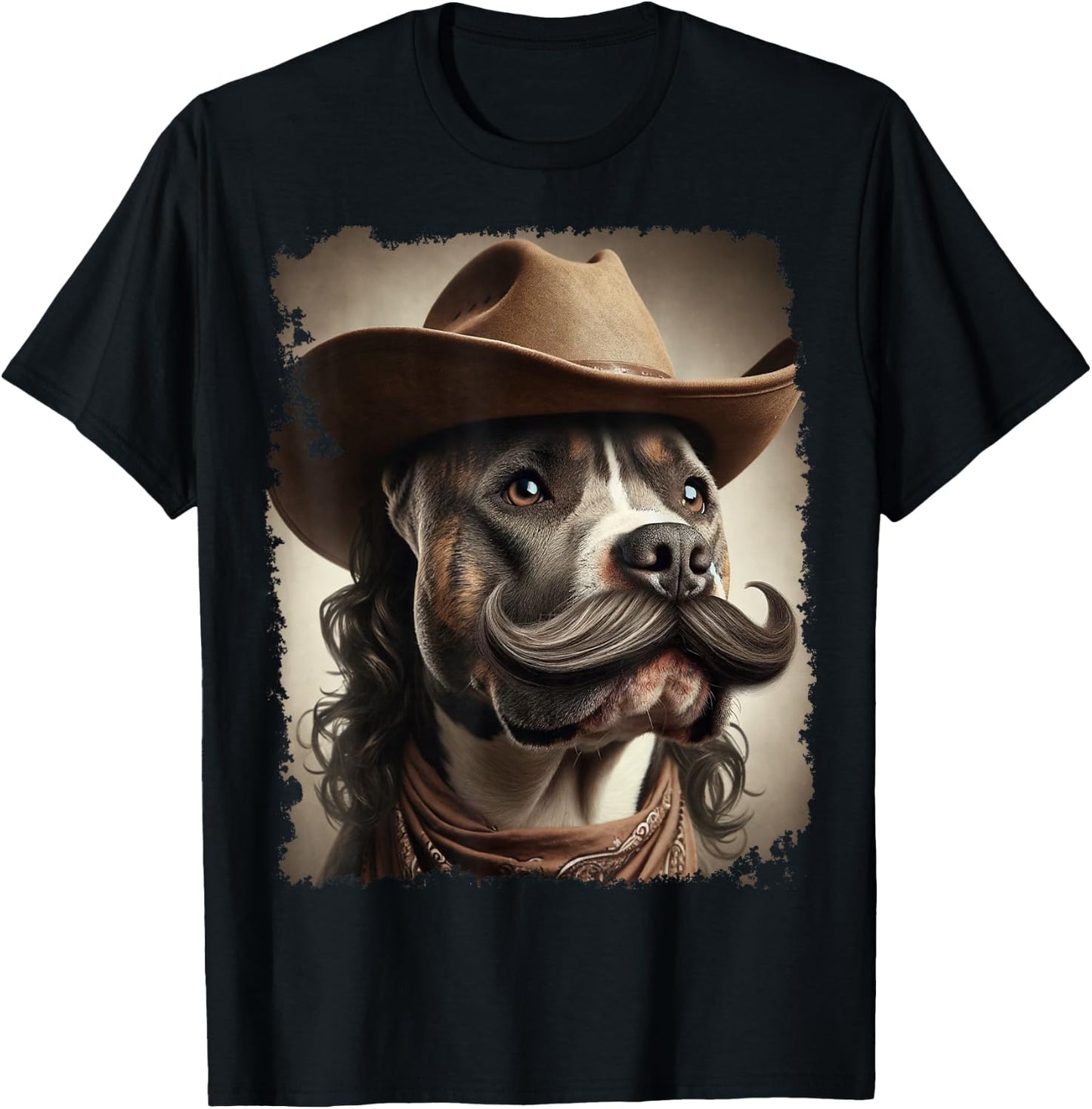 Cowboy Pitbull Funny Dog Meme T-Shirt - T-Shirt | Black