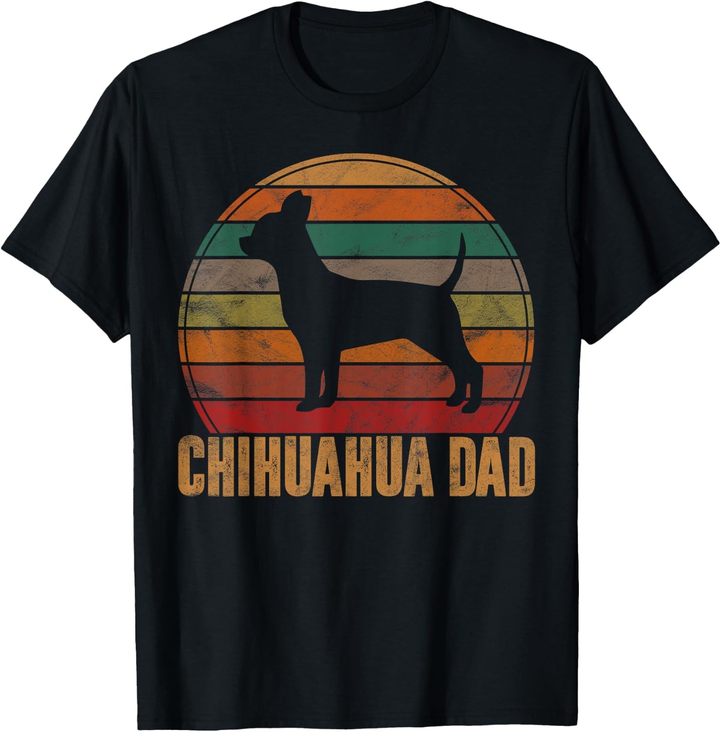 Retro Chihuahua Dad Gift Chi-chi Daddy Dog Owner Pet Father Men Women Girls Kids T-Shirt - T-Shirt | Black
