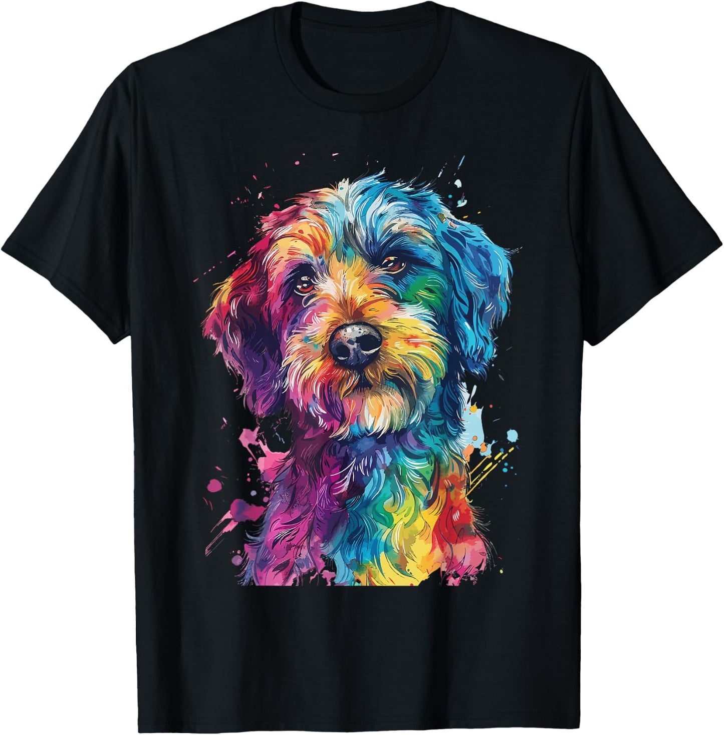 Labradoodle Lovers Pop Art Colorful Labradoodle Dog T-Shirt - T-Shirt | Black