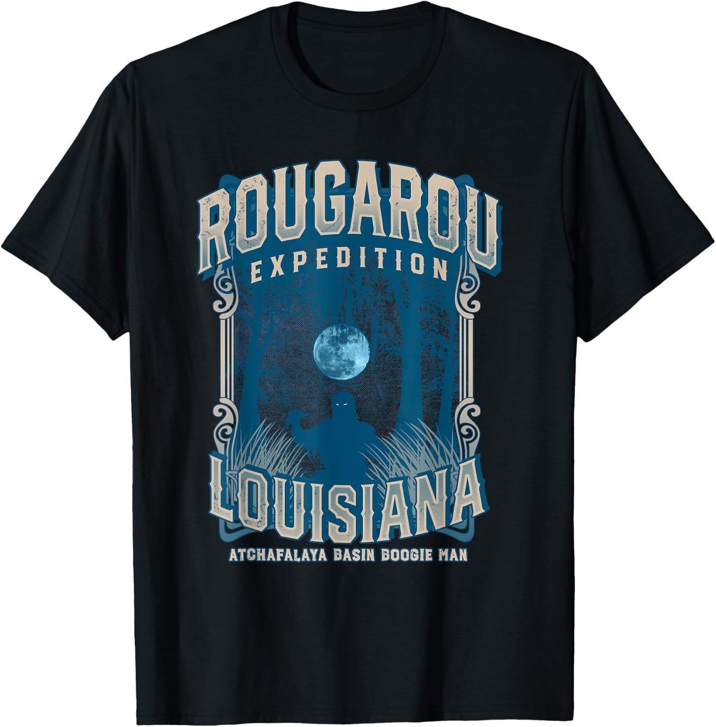 Rougarou Expedition Louisiana Swamp Monster Werewolf Legend T-Shirt - T-Shirt | Black
