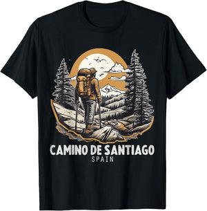 Camino De Santiago Spain Hiking Trail Souvenir Nature Fan T-Shirt - T-Shirt | Black