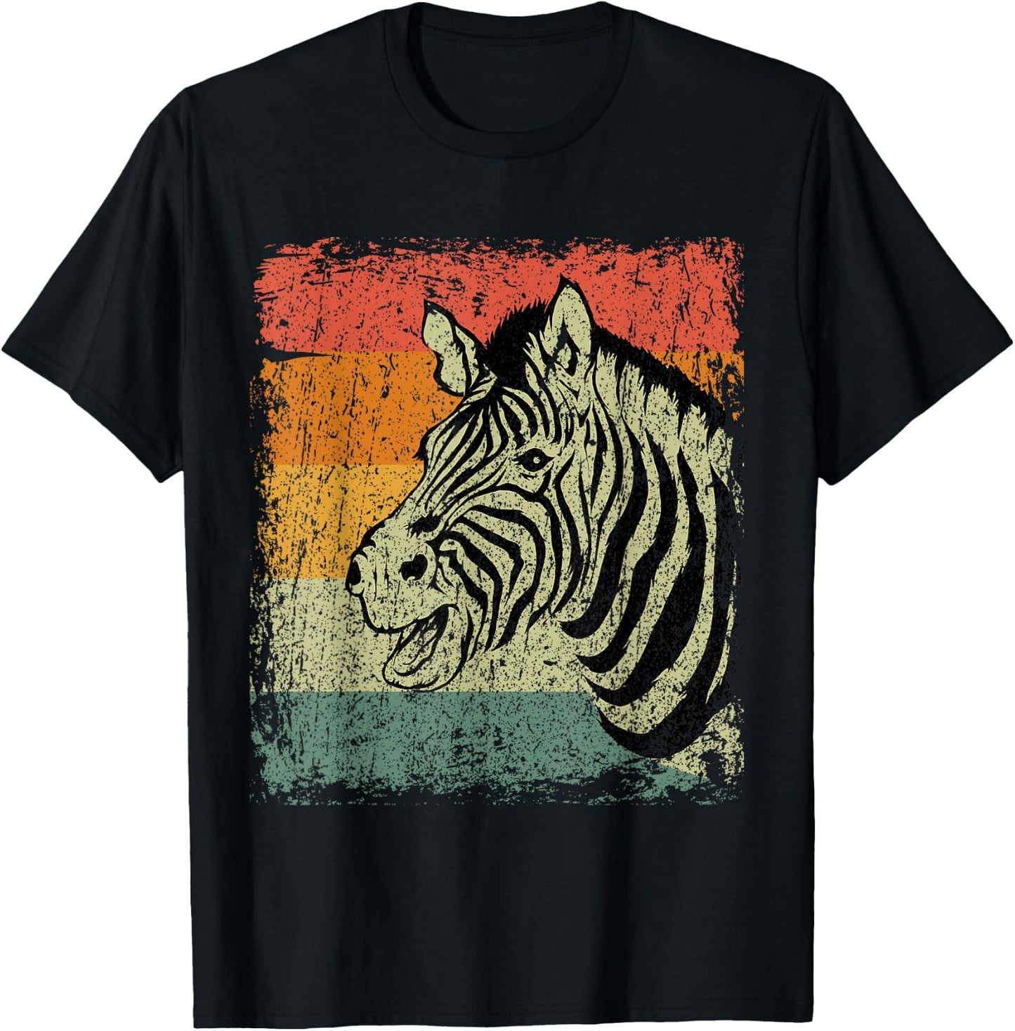 Retro Zebra Gift Vintage Zebra T-Shirt - T-Shirt | Black