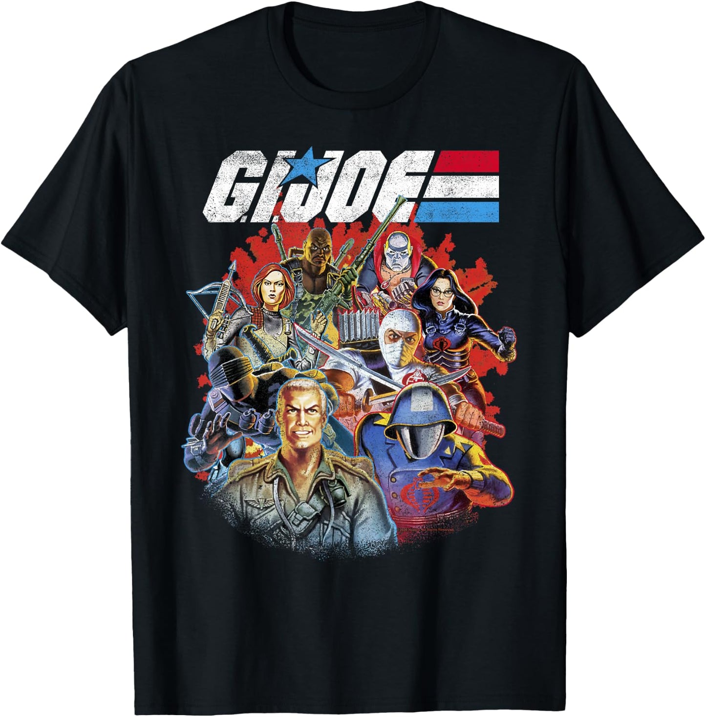 G.I. Joe Retro Group Shot American Hero Fade Logo Small T-Shirt - T-Shirt | Black