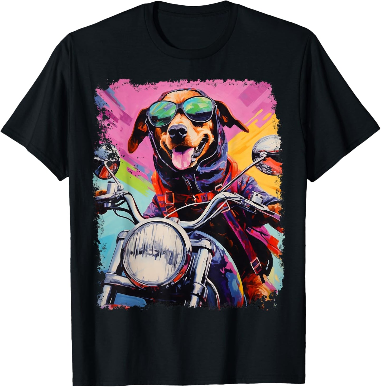 Motorbike Gear Dog on Motorcycle T-Shirt - T-Shirt | Black