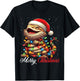 Bearded Dragon Merry Christmas Lights Santa Hat Xmas Snow T-Shirt - T-Shirt | Black