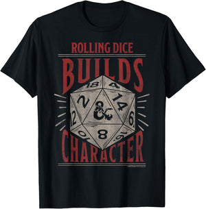 Dungeons & Dragons Rolling Dice Builds Character Short Sleeve T-Shirt - T-Shirt | Black