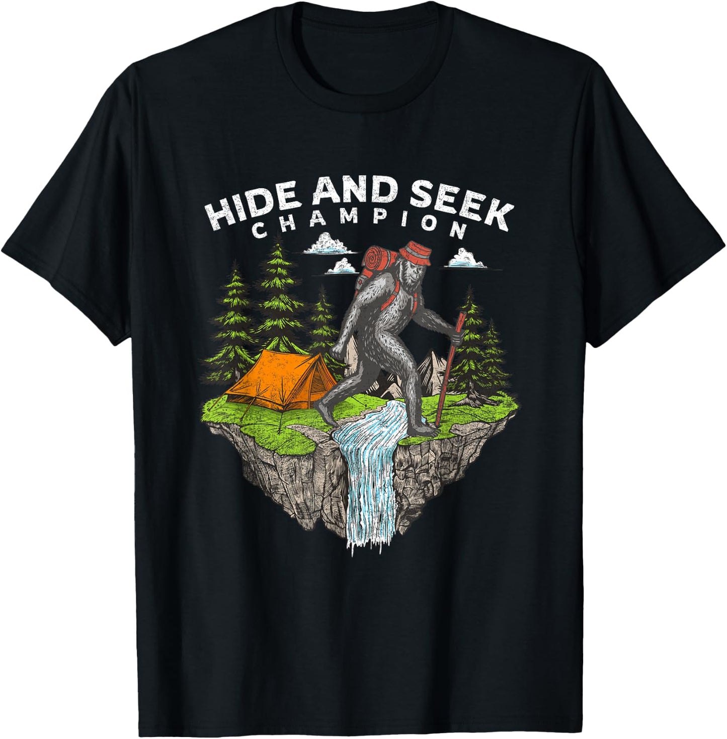 Funny Bigfoot Hide and Seek Champion T-Shirt - T-Shirt | Black