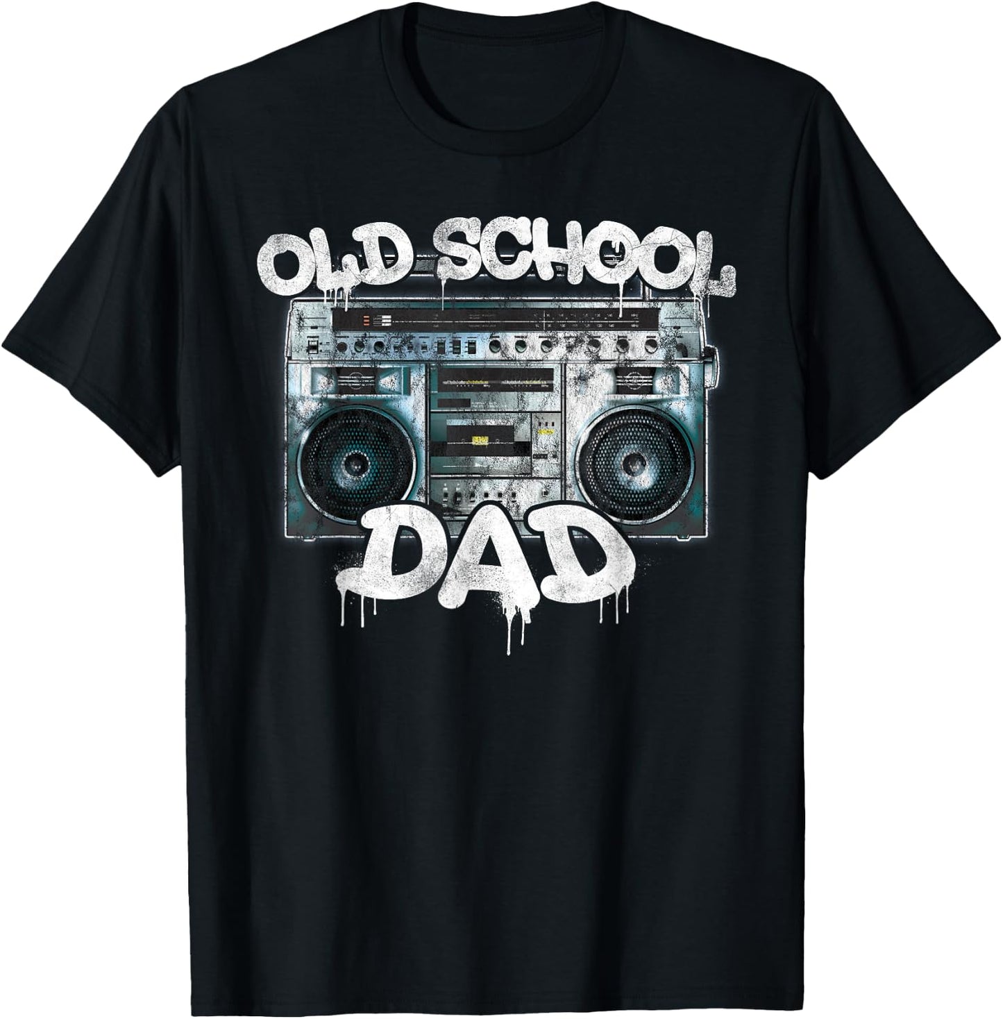 Old School Dad, Throwback 80s 90s Boombox Graffiti T-Shirt - T-Shirt | Black
