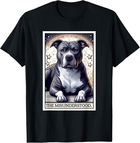 Pitbull Tarot Card Women Men Pitbull Lover Pittie Dog Mom T-Shirt - T-Shirt | Black