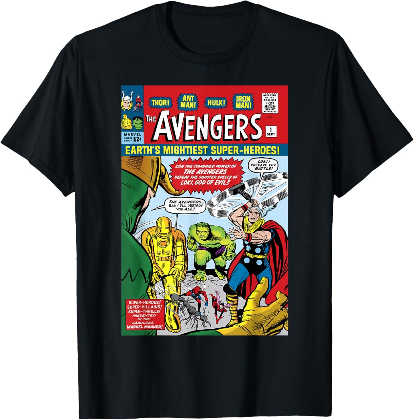 Marvel Avengers First Issue Comic Cover Small T-Shirt - T-Shirt | Black