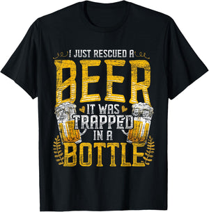 I Just Rescued A Beer It Was Trapped In A Bottle Rescued T-Shirt - T-Shirt | Black