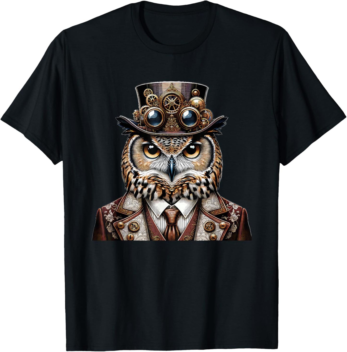 Steampunk Owl Women Men Kids Steampunk Owl T-Shirt - T-Shirt | Black