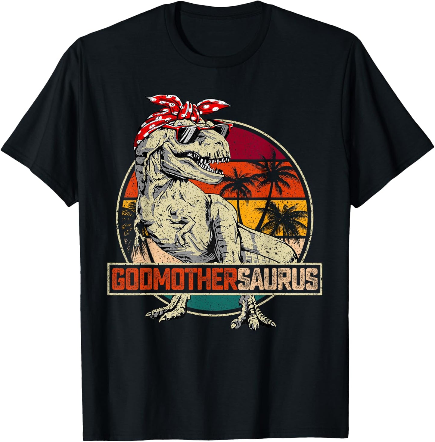 Godmothersaurus T Rex Dinosaur Godmother Saurus Family Match T-Shirt - T-Shirt | Black