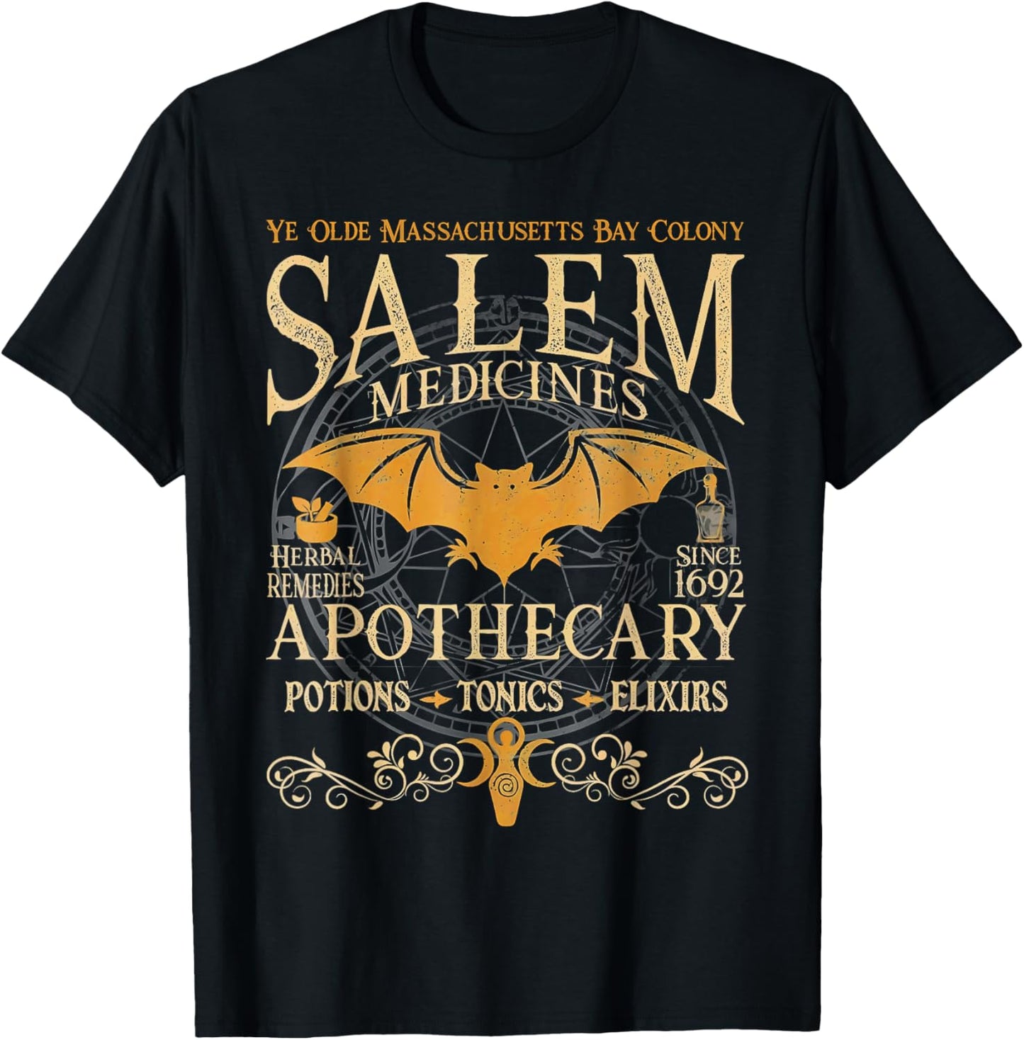 Salem Medicines Apothecary Witch Spooky Season Halloween T-Shirt - T-Shirt | Black
