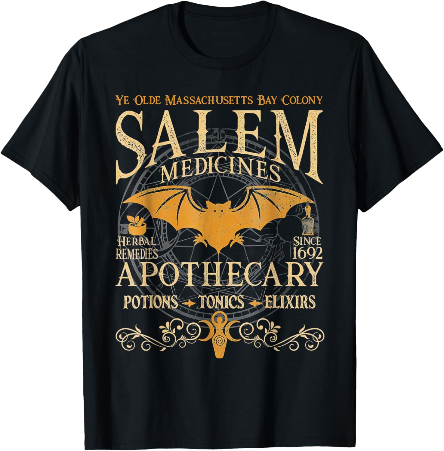 Salem Medicines Apothecary Witch Spooky Season Halloween T-Shirt - T-Shirt | Black