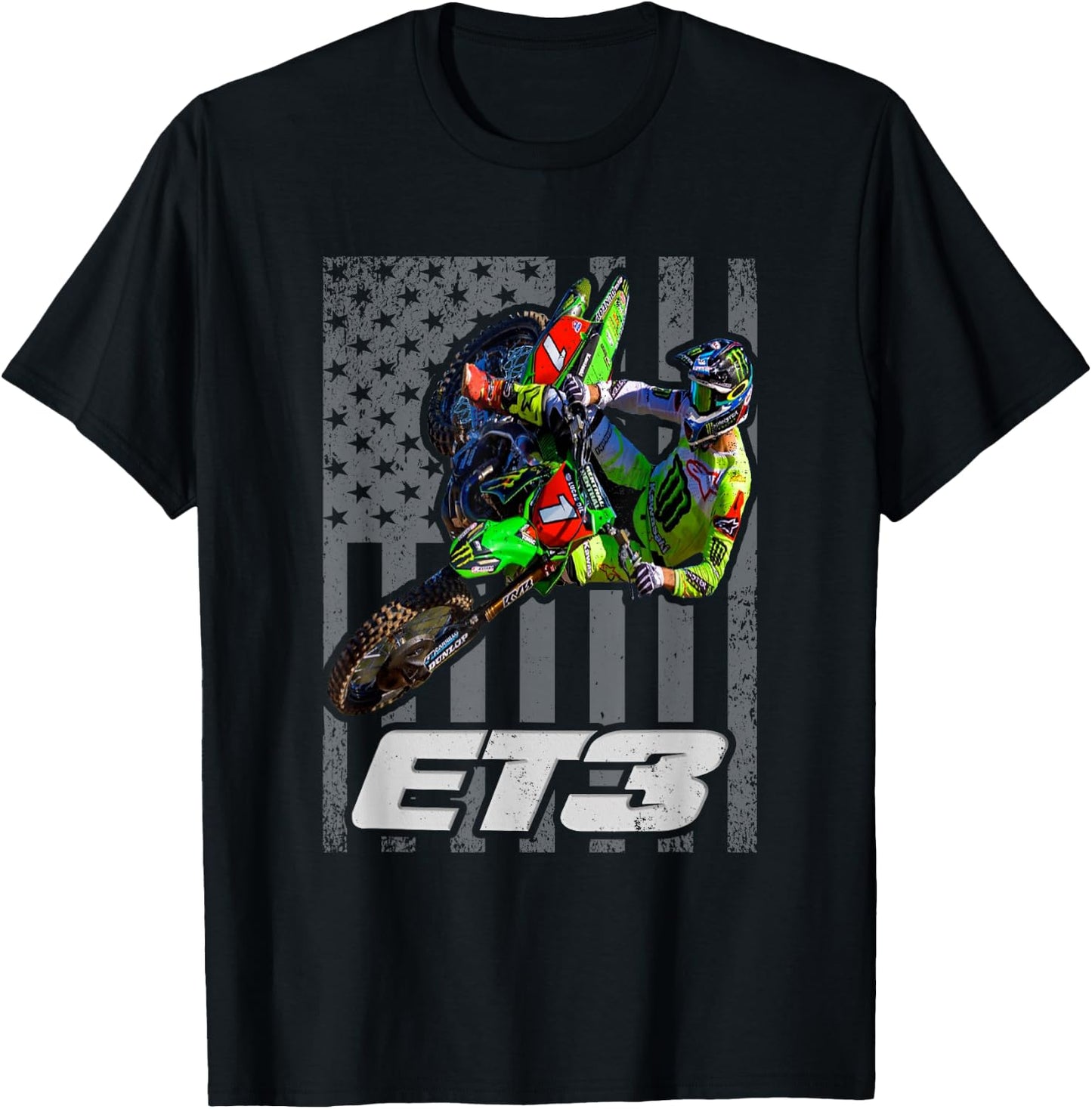 ET3 TOMAC USA Flag 450SX Motocross ET1 T-Shirt - T-Shirt | Black
