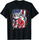 American Flag Fishing Shirt Vintage USA Bass Fisherman Gift T-Shirt - T-Shirt | Black