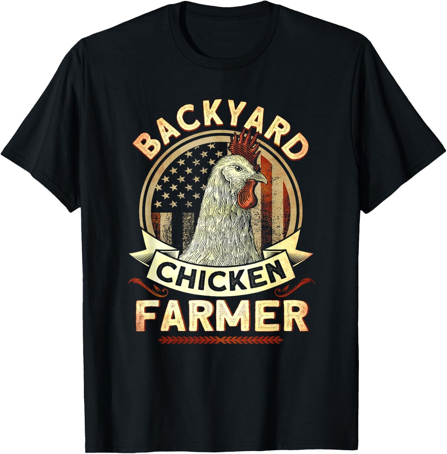 Backyard Chicken Farmer 4th of July USA Flag T-Shirt - T-Shirt | Black