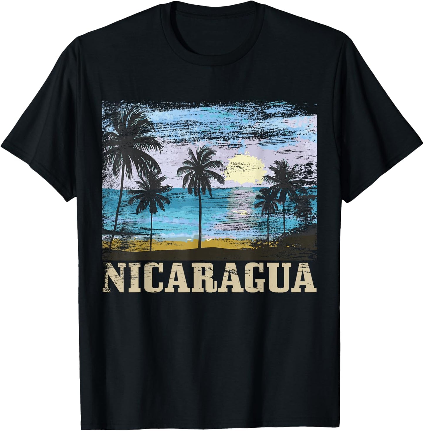 Nicaragua Vintage Surfer Beach Souvenir Nica T-Shirt - T-Shirt | Black