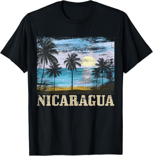Nicaragua Vintage Surfer Beach Souvenir Nica T-Shirt - T-Shirt | Black