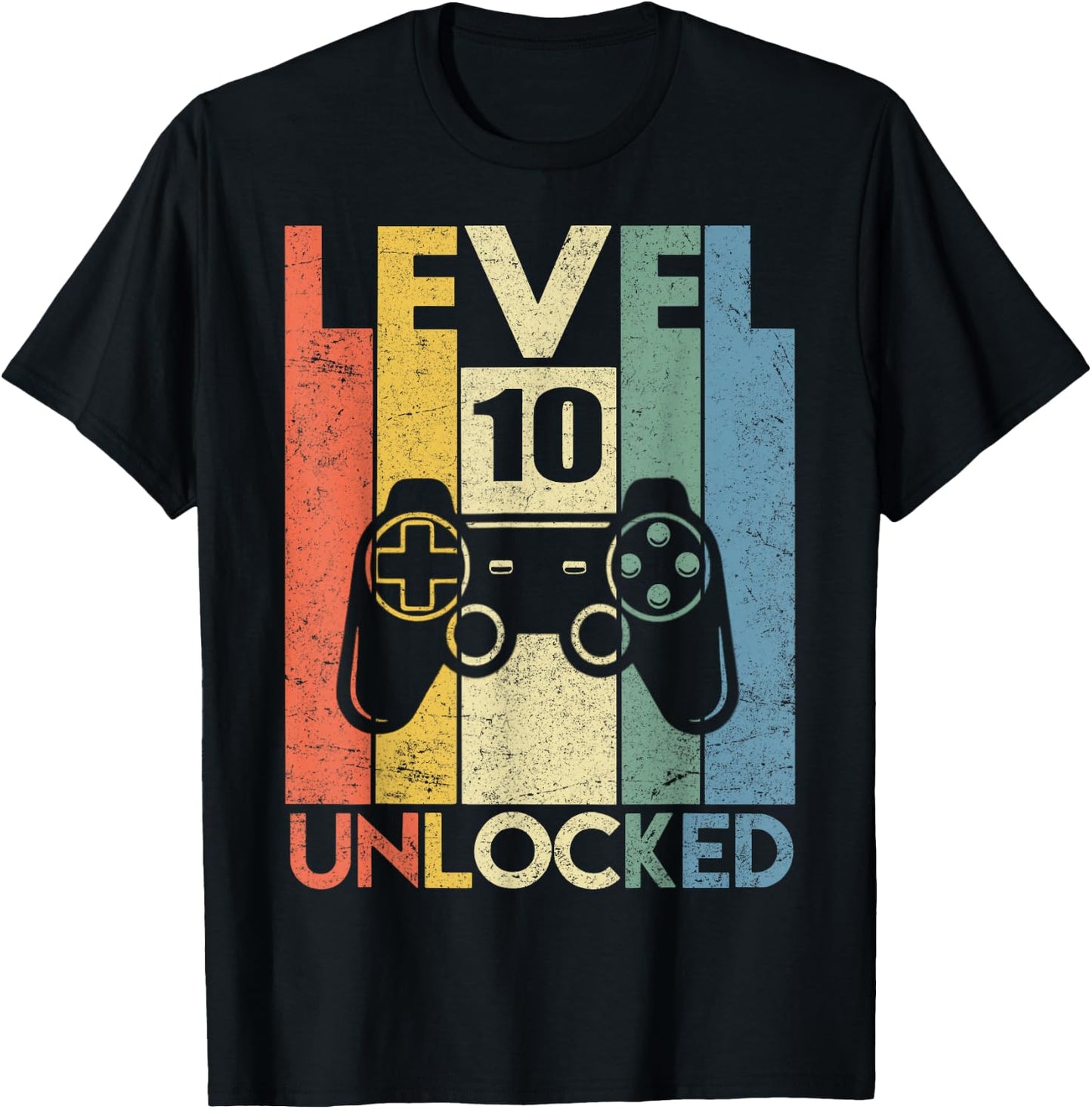 Level 10 Unlocked Funny Video Gamer 10th Birthday Gift T-Shirt - T-Shirt | Black
