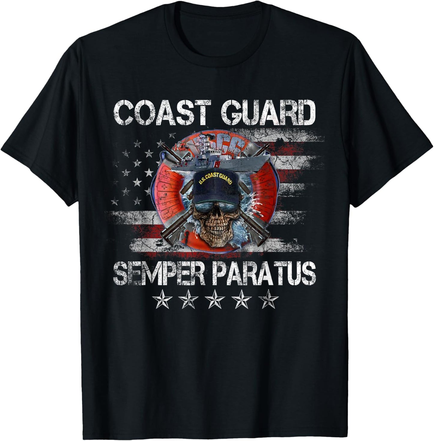 US Coast Guard Semper Paratus T Shirt Vintage USCG Veteran T-Shirt - T-Shirt | Black