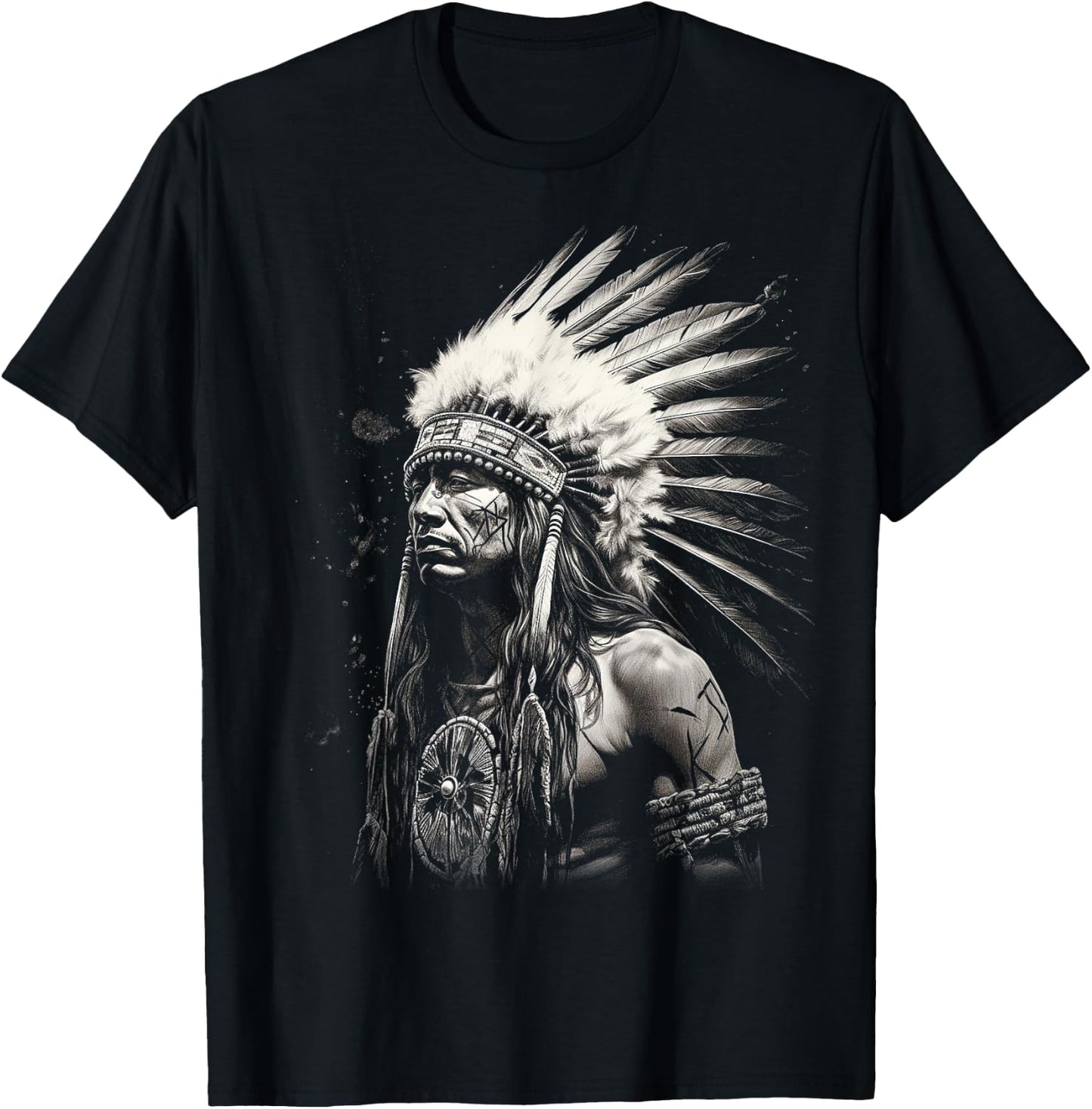 Native American Indian Design Warrior Native American T-Shirt - T-Shirt | Black