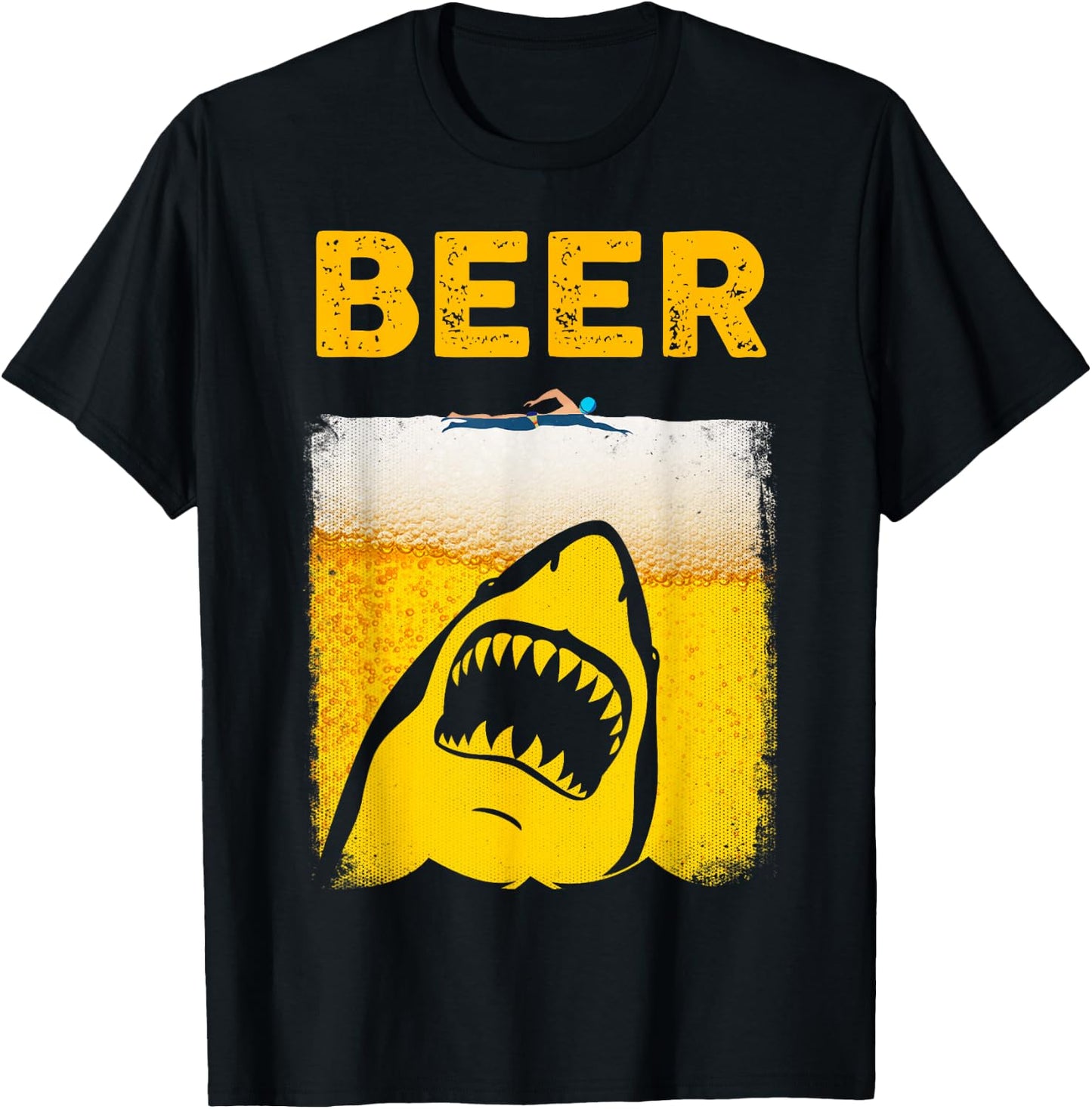 Beer Parody Shark Swimmer Great Funny Gift Beer Lovers T-Shirt - T-Shirt | Black