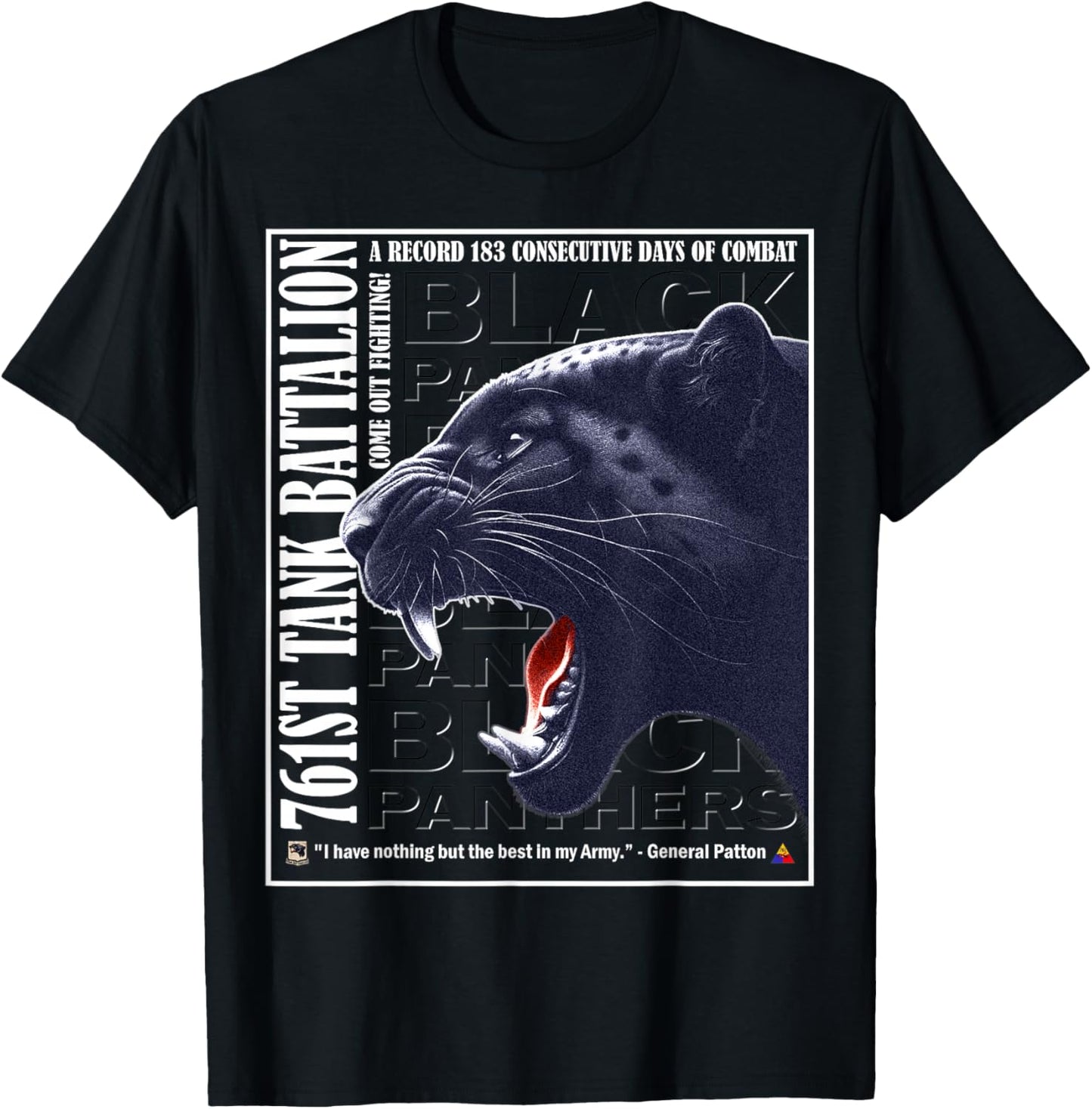761st Tank Battalion Black Panthers - WWII History Design T-Shirt - T-Shirt | Black