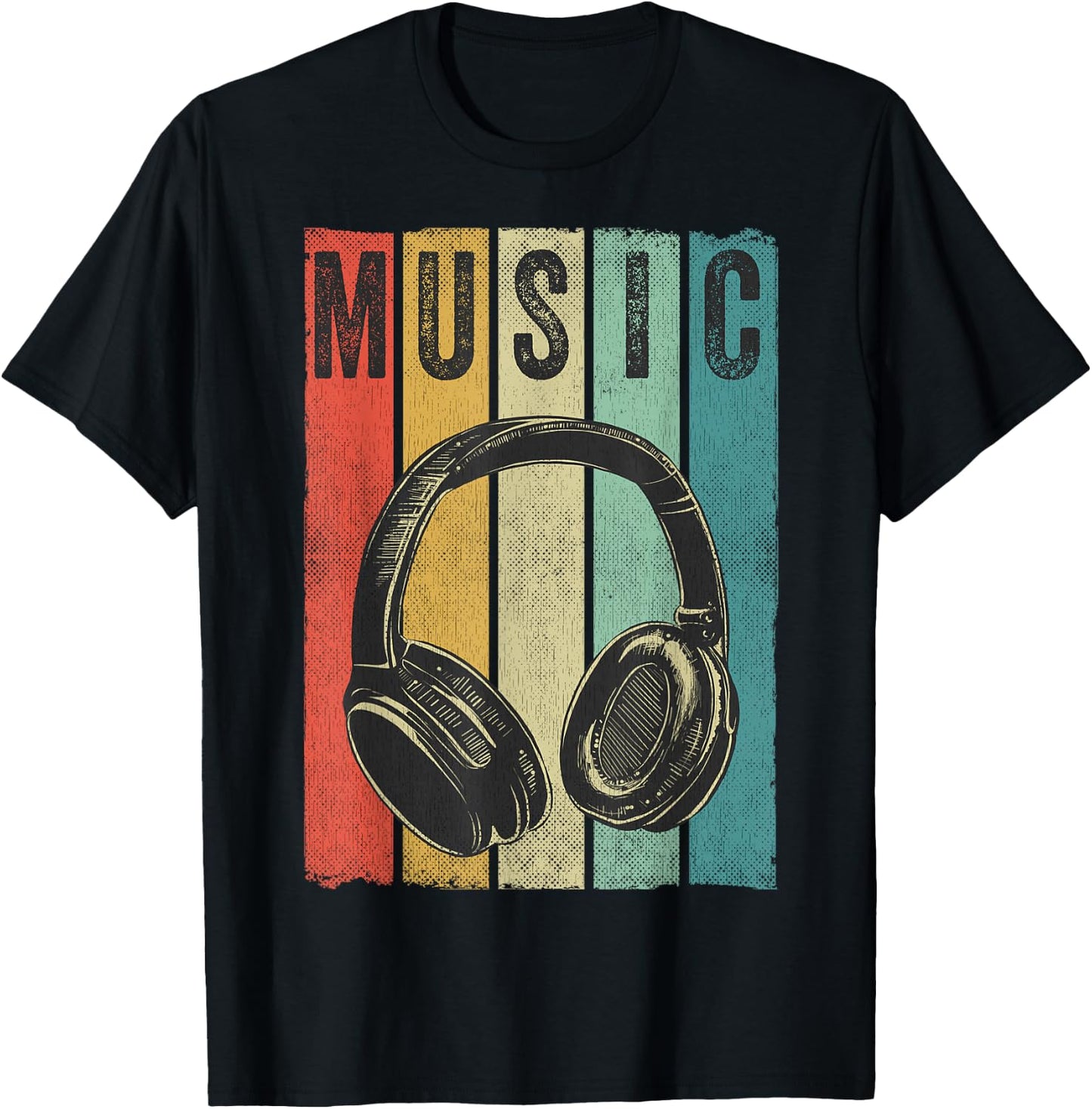 Electronic Music Lover DJ Gift Vintage Retro Headphones Small T-Shirt - T-Shirt | Black