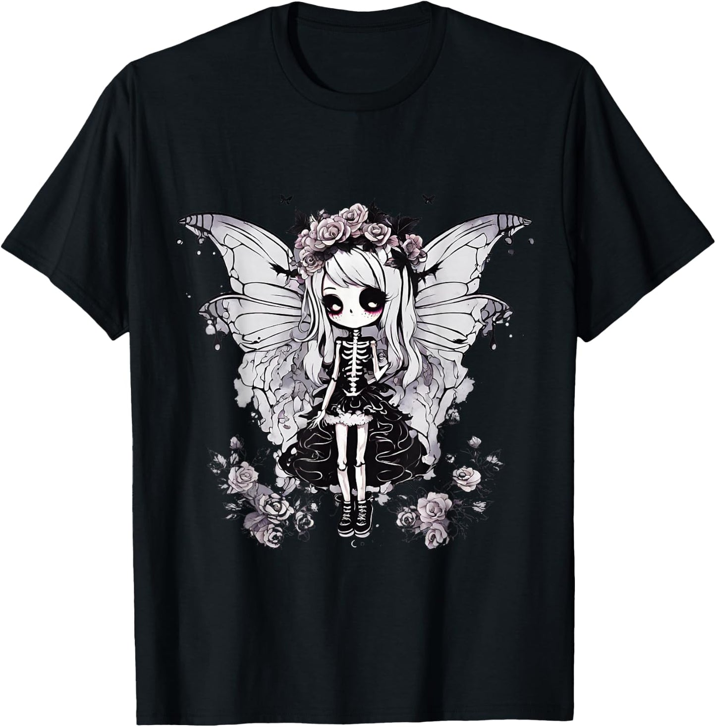 Skeleton Fairy Anime Goth Kawaii T-Shirt - T-Shirt | Black