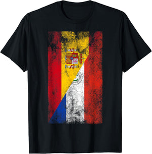Spain & Paraguay Flags - Spanish Paraguayan T-Shirt - T-Shirt | Black