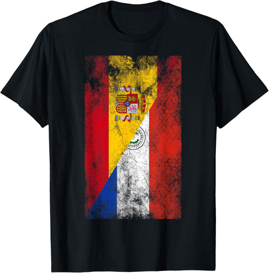 Spain & Paraguay Flags - Spanish Paraguayan T-Shirt - T-Shirt | Black