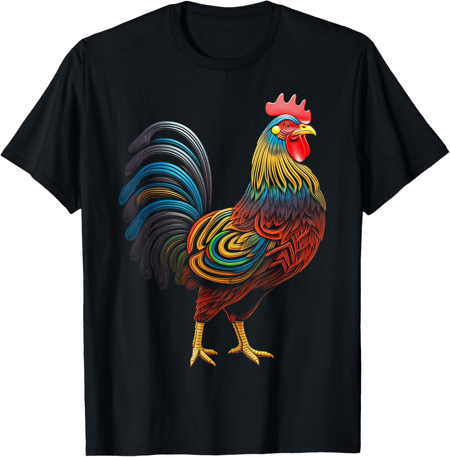Chicken Abstract Colorful Art Animal Graphic Chicken T-Shirt - T-Shirt | Black