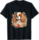 Cavalier King Charles Spaniel Dog with Flowers Floral T-Shirt - T-Shirt | Black
