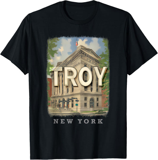 Troy New York NY Historic Architecture SD581 T-Shirt - T-Shirt | Black