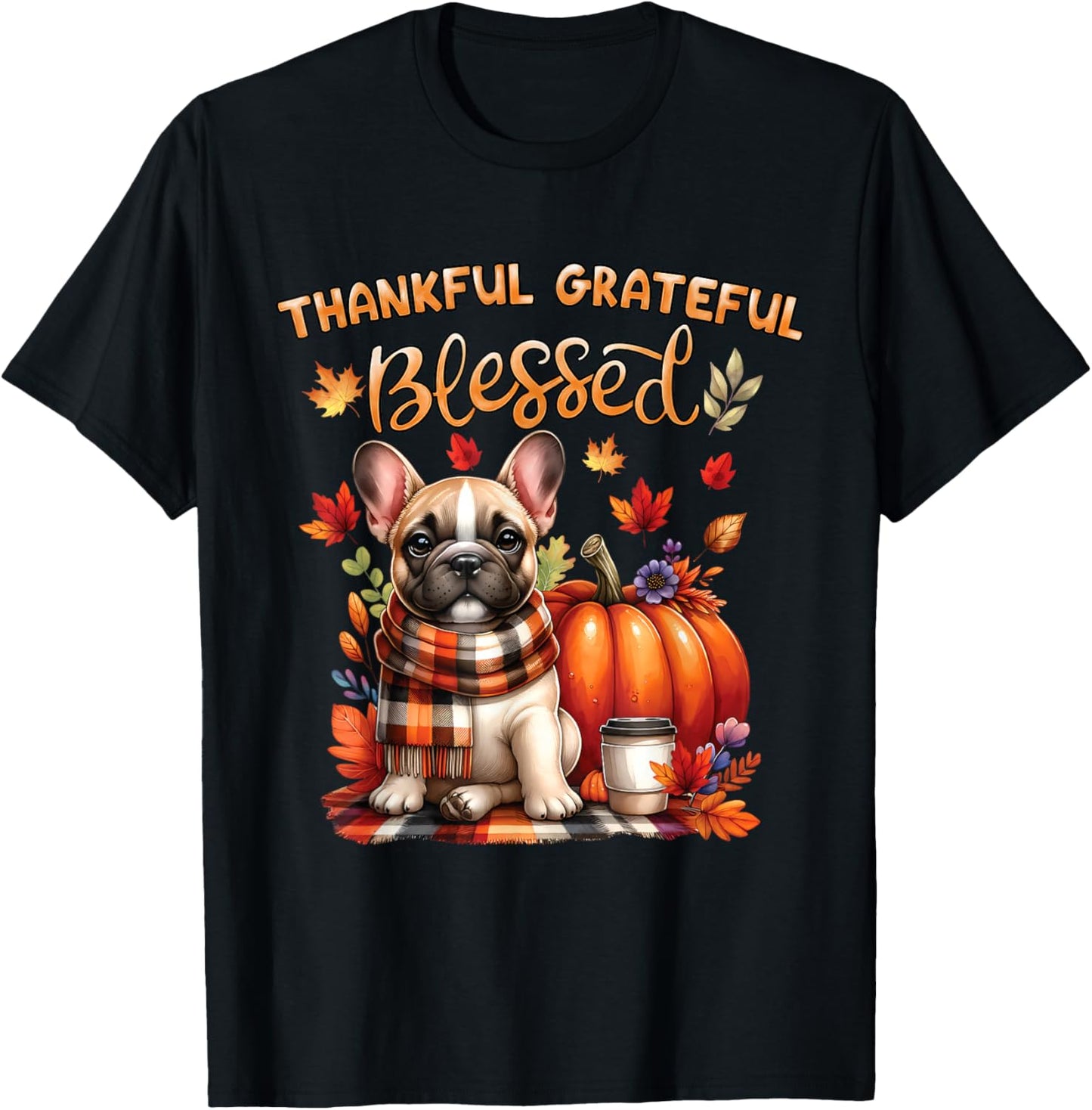 French Bulldog Lovers Pumpkin spice Happy Fall Y'all Autumn T-Shirt - T-Shirt | Black